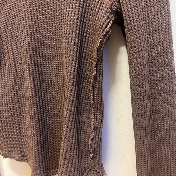 NWT Free People Chocolate Waffle Knit Long Sleeve Tee - Picture 9 of 9